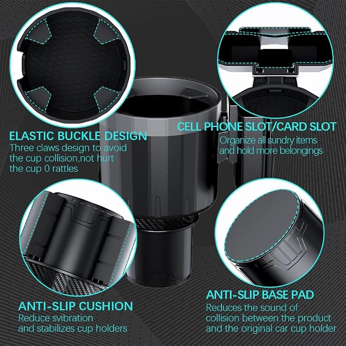 Adjustable Large Cup Holder Adapter, Universal Storage Expander Big Cup Holder Change Organizer for Most Vehicles