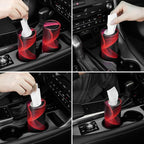 Car Tissue Holder, 4 Pack Car Cup Holder Facial Tissues with Travel Tissue Bag, Quick and Convenient Flower Combination Car Tissue Box(4 Canisters/200 Tissues) Black - Red