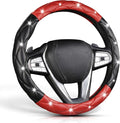Black and Red Steering Wheel Cover, Auto Diamond Style Cute Bling Comfort Car Interior Accessories Protector Sparkly Fit Most O-Shaped Steering Wheels