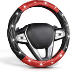 Black and Red Steering Wheel Cover, Auto Diamond Style Cute Bling Comfort Car Interior Accessories Protector Sparkly Fit Most O-Shaped Steering Wheels