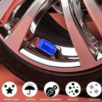4PCS Tire Valve Stem Caps, with Rubber O-Ring, Corrosion Resistant Leak-Proof, Aluminum Alloy Universal Wheel Valve Covers for Cars, SUV, Trucks, Bikes, Motorcycles, Bicycles(Blue)