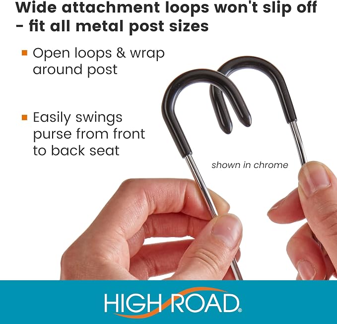 Unbreakable Car Bag Hooks - Large Car Seat Hooks for Purse, Backpack, Coats, Hats and Heavy Bags up to 40 lbs - Secure Attachment Fits All Headrest Posts, 4-Pack