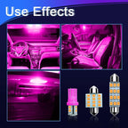 24PCS LED Interior Replacement Bulbs, Interior Car Lights, Dome Light LED Car Bulb Kit Set T10 31 mm 42 mm, Used for Map Dome Lights and License Plate Courtesy Lights Accessories (Pink)