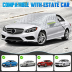 6 Layers Windshield Snow Cover Universal Midsize Sedan/Compact SUV Protection Hail & Snow Shield | Scratch-Free Hooks + Reflective Strips + Mirror Covers