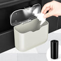 Car Trash Can, Car Garbage Bin with Lid & Handle - Leak-Proof Mini Trash Can for Car, Truck, SUV - Essential Car Accessories for Organization (White)