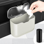 Car Trash Can, Car Garbage Bin with Lid & Handle - Leak-Proof Mini Trash Can for Car, Truck, SUV - Essential Car Accessories for Organization (White)