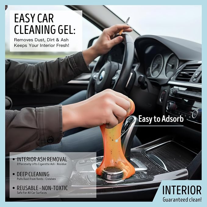 Car Cleaning Gel,Reusable Car Cleaning Putty for Interior Detailing, Car Cleaning Supplies, Auto Detailing Tools, Car Slime for Dust Removal, Car Accessories Interior, Car Cleaning Kit(Orange, 0.8 OZ)