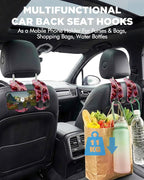 Purse Holder for Car, 2 Pack Heavy Duty Purse Hanger for Car, PU Leather Car Seat Hooks for Purses and Bags, Cute Cherry Headrest Organizer for Handbags & Backpacks
