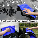 3PCS Car Microfiber Towels, 23.62"×11.81" Lint-free Microfiber Towels for Cars Wash Drying, Super Absorbent Auto Cleaning Cloths, Reusable Washing & Detailing Towel, Car Cleaning Supplies (Blue)