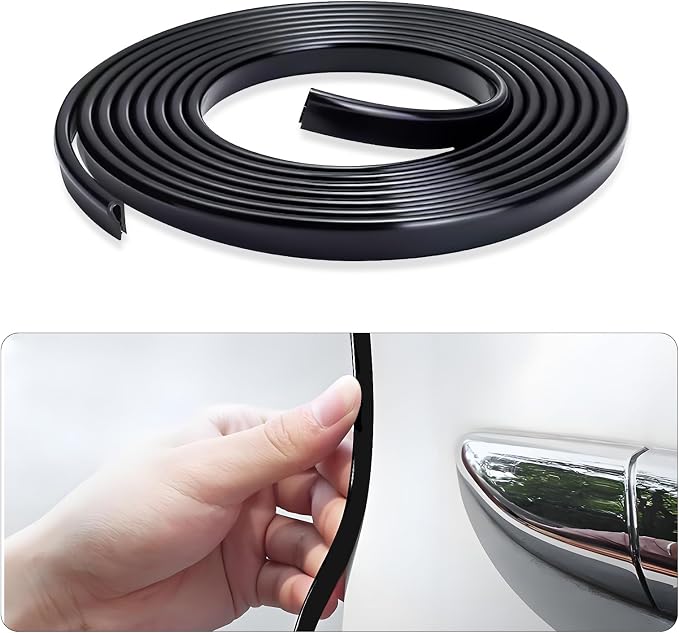 Car Door Edge Guard, 16.4Ft (5M) U Shape Rubber Seal Edge Trim Vehicle Door Protector, Anti-Collision Automotive Protection Door Edge Guard Trim, Universal Car Accessories (Black)