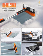 55" Telescopic Snow Brush and Ice Scraper for Car Windshield & Windows | 270° Rotating Snow Broom with Squeegee | Extendable Snow Removal Brush for SUV, Truck, and Car