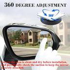Blind Spot Car Mirror, Fan HD Glass Frameless Convex Side Mirror Blindspot, Reusable 360° Wide Angle Rear View Car Mirrors with Powerful Adjustable Suction Cup - Exterior Mirrors