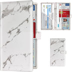 Car Registration and Insurance Card Holder, Vehicle License Document Glove Box Compartment Organizer, Interior Car Accessories for Women Men (Marble Grey)
