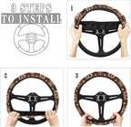 Auto Steering Wheel Cover Universal Stretch 15 Inch Anti-Slip Neoprene Car Steering Wheel Protector for Women Men, Aztec Brown Beige Cow Print
