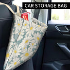 Car Trash Can, Cute Car Trash Bag, Hanging Car Organizer and Storage Bag, Trash Bin for Car Accessories, Vehicle, Travelling, Camping Cute Blue White Daisy