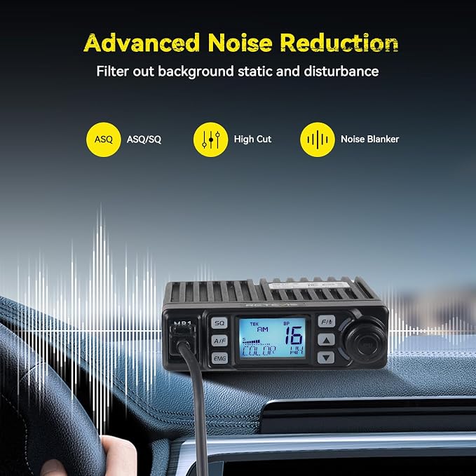 MB1 CB Radio kit, with Retractable Microphone Holder, Magnetic Antenna, External Speakers, Cigarette Lighter Plug, Long Range CB Radio for Truck