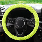 YHONGJT Soft Velvet Steering Wheel Cover 15 Inch Universal Fit for Women Girls, Cute Hands Warm Fuzzy for Vehicles, Sedans, SUVs, Vans, Trucks - Neon Green