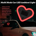 Upgrade Car Light LED Ambient Lights Heart Solar Lights Solar-Powered Heart-Shaped Neon Lights for Car Window Decorative 5 Modes Interior Outdoor Decor (Red)