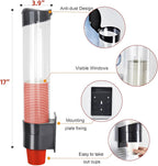 Cup Dispenser, Pull Type Wall Mount Cup Holder, Water Cooler Cup Dispenser Fits 7oz - 12oz Cups for Home Office Hospital Cups Organizer, Adhesive Paste or Screw Install (Black, Large)
