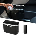 Automatic Push Button Car Trash Can with Secure Lid, Vehicle Garbage Bin (Black)