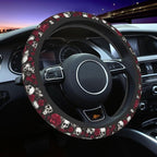 Skull Rose Halloween Scary Steering Wheel Cover Car Accessories Cute for Women Girls Girly Universal 15 Inch Neoprene Auto Interior Decor Anti Slip Car Truck Protector