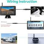 Nuoenx Backup Camera for RV, Split Screen 5 Inch HD Monitor W/Wireless License Plate Backup Camera & Wireless Rear View Camera, IR Night Vision Waterproof For Trailer, 5th Wheel