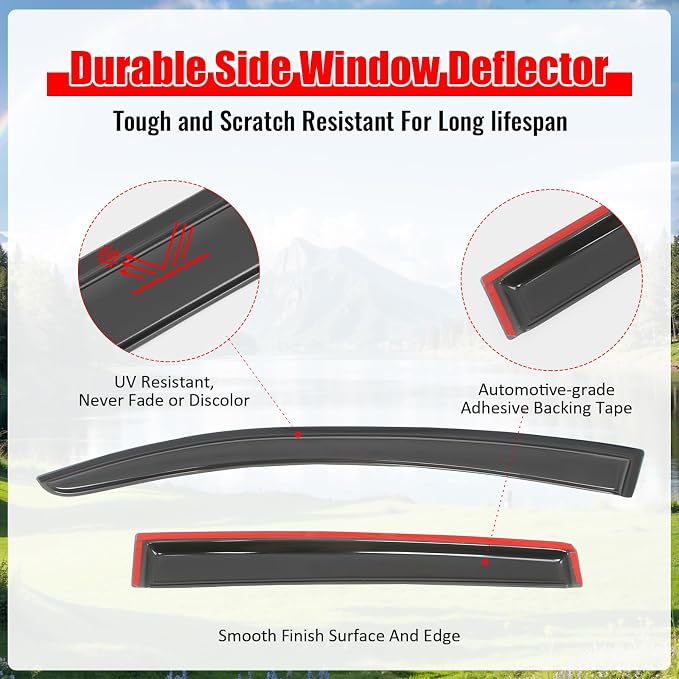 Window Visors Compatible with 2013-2015 Chevy Spark, Hatchback 4Dr Slim line Tape On- Smoke Tint Acrylic by, 2014 |, Hatchback 4Dr, Slim line, Tape On- Smoke, Improve Circulation, Impact Resistant, Waterproof, Tint, 2014