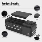 LIBZAKI Oversize 4 in 1 Car Trunk Storage Organizer, Multi Compartment Collapsible Trunk Storage Box with Cooler Bag for Car Truck SUV-Black