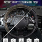 Line Rider Microfiber Leather Sporty 14.5-15 inch Steering Wheel Cover Universal Fits for 95% Truck,SUV,Cars, Anti-Slip Safety Comfortable Design (Black Carbon Fiber)