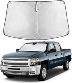 Windshield Sunshade Compatible for Chevrolet Silverado/GMC Sierra 1500 2500 3500 2007-2013, Front Windshield Sun Shade Cover, UV Heat Blocker & Protector, Car Sun Visor Interior Accessory