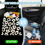 Black Flower Car Trash Bag - Waterproof Car Trash Bag Hanging Leakproof Car Garbage Bag - Washable Reusable Trash Bag for Car Interior Hanging Organizer Storage Vehicle Travelling Camping