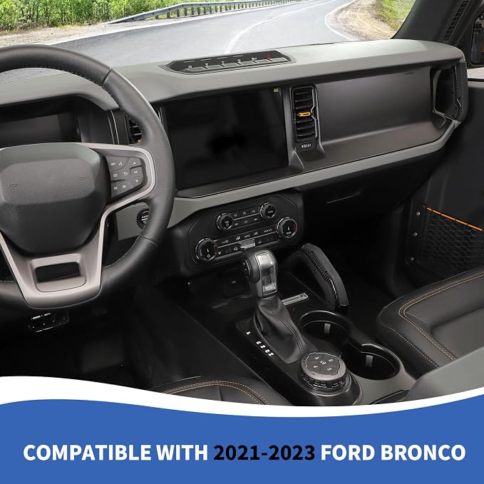 Center Console Dash Grab Handle Cover Trim Compatible with 2021-2024 Ford Bronco Interior Accessories, Carbon Fiber (Not for Bronco Sport)