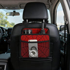 Car Backseat Organizer - Cute Aesthetic Car Storage Bin with Mesh Pocket & Reinforced Base - Universal Fit Hanging Seat Back Accessories for Women (Red)