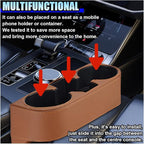 ZIMISI Car Cup Holder, Leather Front Console Gap Filler Organizer (Brown) | Car Seat Gap Filler Storage Box, Multifunctional Car Cup Drink Holder, Coin Bucket, Cell Mobile Phone Holder