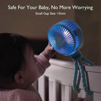 8000mAh Portable Stroller Fan, 27H Ultra-long Battery Life Detachable 4 Speed 360°Rotate LED Night Light with 2 Modes, USB Rechargeable Handheld Cooling Fan for Travel/Car Seat/Bedroom