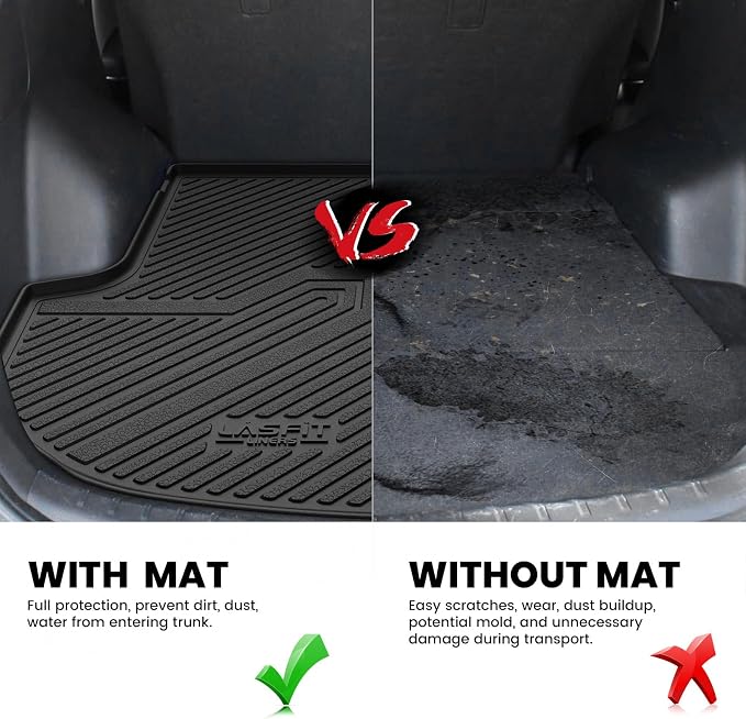Cargo Mat for Hyundai Santa Fe Sport 2018 2017 2016 2015 2014 2013, All Weather TPE Custom Fit Car Trunk Mats Cargo Liners Accessories for Santa Fe Sport 2013-2018, Black