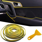 Car Interior Trim Strips,Universal 33ft Car Electroplating Decoration Styling Door Dashboard, Flexible Interior Trim Accessories with Installing Tool(Yellow)