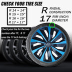 Hubcap Wheel Cover Replacement R17 Hub Caps Universal-Fit Steel Wheel Rim Cover ABS Material Exterior Accessories for Car Truck SUV -Set of 4（17-inch，Blue-Black）