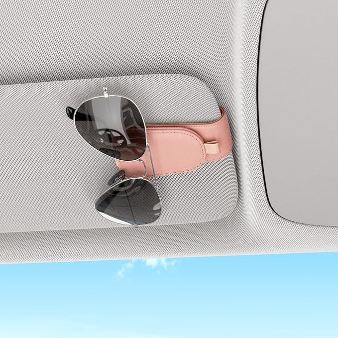 Sunglass Holder for Car Visor, Pink, 2 Packs | Suede Cloth, Magnetic, Organizer for Car Accessories