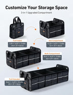 Car Trunk Organizer Storage Large for SUV, Truck, Pickup, Collapsible Trunk Organizer Portable Storage Box with Cooler Bag, Foldable Cover, Nylon Handles, PU Bottom and PE Plate