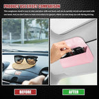 Sunglasses Holder for Car Sun Visor, Leather Auto Eyeglasses Storage Case with Hidden Magnetic Closure, Universal Protective Glasses Organizer Box, Visor Accessories for Woman Man (Pink)