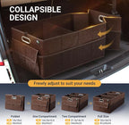 Trunk Organizer for Car, 12 Pockets Sturdy Car Organizer for SUV, Non-Slip Bottom, Storage Organizer for Sedans, Van, Jeep, Grocery, Large 3 Compartments, Brown Vintage 32"×13"×10.6"