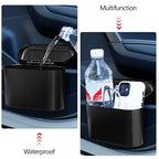 Car Trash Can with Lid - 2 Pack, Mini Auto Garbage Can with 60 Trash Bags, Leakproof Automotive Garbage Container Bin, Multipurpose Organizers and Storage for Car, Home, Office (Black)