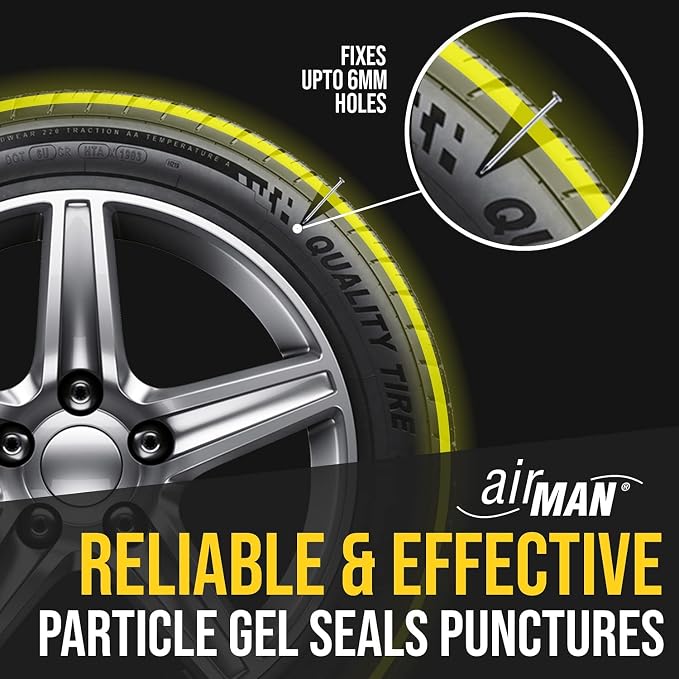Tire Repair Sealant 450ml UNIBOTTLE - Tire Sealant for Car Tire Repair, Flat Tire Repair Kit Alternative, Works with Any Tire Compressor, Emergency Tire Puncture Repair, TPMS Safe