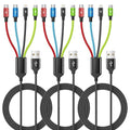 Cruise Essentials 2026 4 in 1 Multi Charging Cable [3Pack 5FT], Tangle Free USB C Car Charger Cable, Nylon Braided Charging Cords for Multiple Devices, Travel Essentials Car Accessories