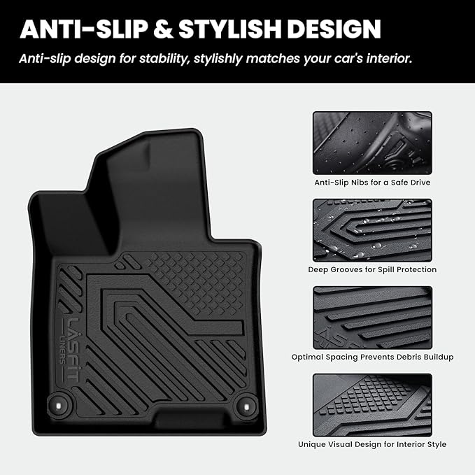 Floor & Cargo & Seatback Mats for Kia Sportage Gas 2026 2025 2024 2023 (Not Fit Hybrid), All Weather TPE Custom Fit Floor Liners with Full Set Car Mats & Trunk Mats Accessories, Black
