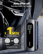 Tire Inflator Portable Air Compressor, 150PSI Air Pump for Car Tires with Tire Pressure Gauge, 3X Faster One Click Smart Cordless Tire Air Pump for Car, Motorcycle, Bike, Ball and More