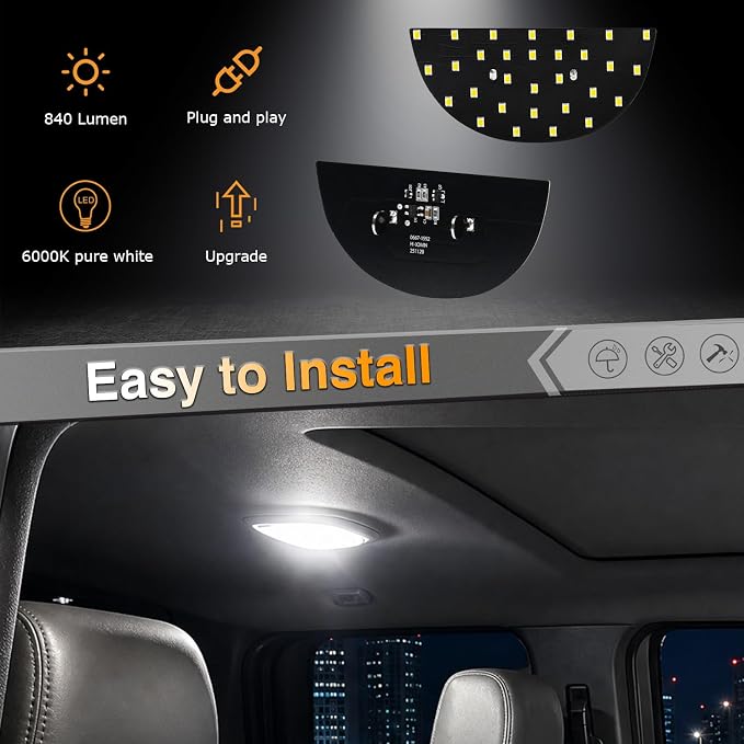 LED Interior Light Panel Roof Dome Lighting Upgraded Accessory Compatible with Ram 3500 Ford F150 Expedition Explorer Taurus Explorer Sport Trac Lincoln Aviator, 6000K White Reading Light