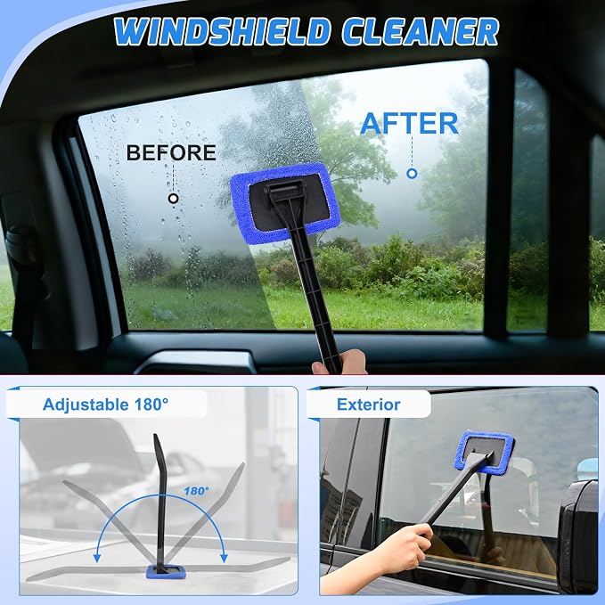37PCS Car Detailing Kit Auto Cleaning Tools Wash Set with Storage Carry Bag Home Use for Interior Exterior Deep Clean Car Care Windshield Dashboard Seat Air Vents Wheels Tires, Blue