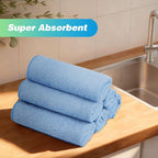 Blue Microfiber Cleaning Cloth, 24 Pack Absorbent Cleaning Rags, Lint-Free, Streak-Free Cleaning Towels for Car Kitchen House, 12"X11"